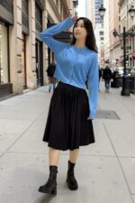 38897 CROPPED KNIT LONG-SLEEVE TOP