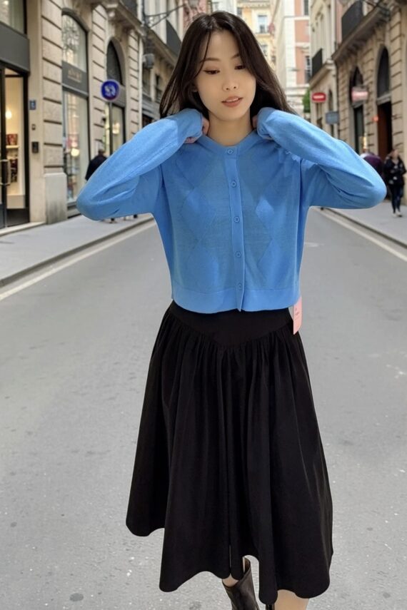 38897 CROPPED KNIT LONG-SLEEVE TOP