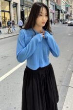 38897 CROPPED KNIT LONG-SLEEVE TOP