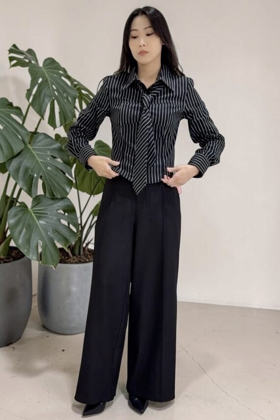 39211 CROPPED WAIST-FITTED SHIRT TOP