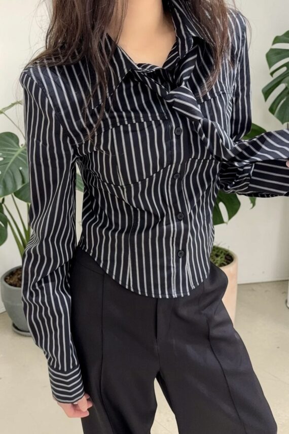 39211 CROPPED WAIST-FITTED SHIRT TOP