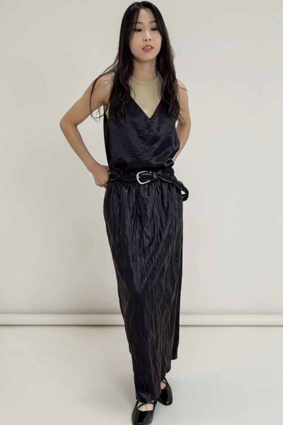 39291 CRINKLE LEATHER MAXI SKIRT