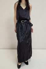39291 CRINKLE LEATHER MAXI SKIRT