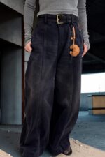 38344 FLEECE-LINED CURVED-LEG JEANS