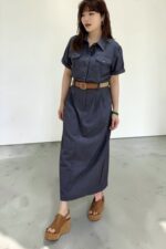 39161 DENIM-LOOK BUTTON-DOWN DRESS