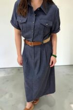 39161 DENIM-LOOK BUTTON-DOWN DRESS