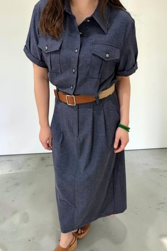 39161 DENIM-LOOK BUTTON-DOWN DRESS
