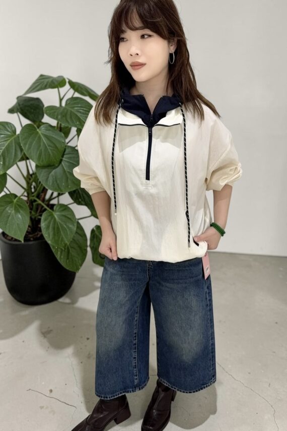 39297 HOODED FAUX-LAYERED LIGHTWEIGHT TOP