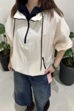 39297 HOODED FAUX-LAYERED LIGHTWEIGHT TOP