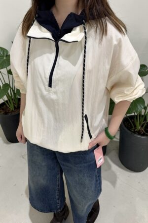 39297 HOODED FAUX-LAYERED LIGHTWEIGHT TOP
