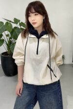 39297 HOODED FAUX-LAYERED LIGHTWEIGHT TOP