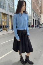 38897 CROPPED KNIT LONG-SLEEVE TOP
