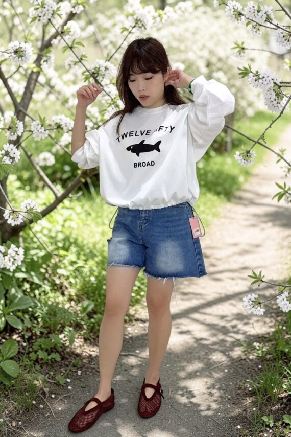 39300 GRAPHIC PRINTED LONG-SLEEVE TOP